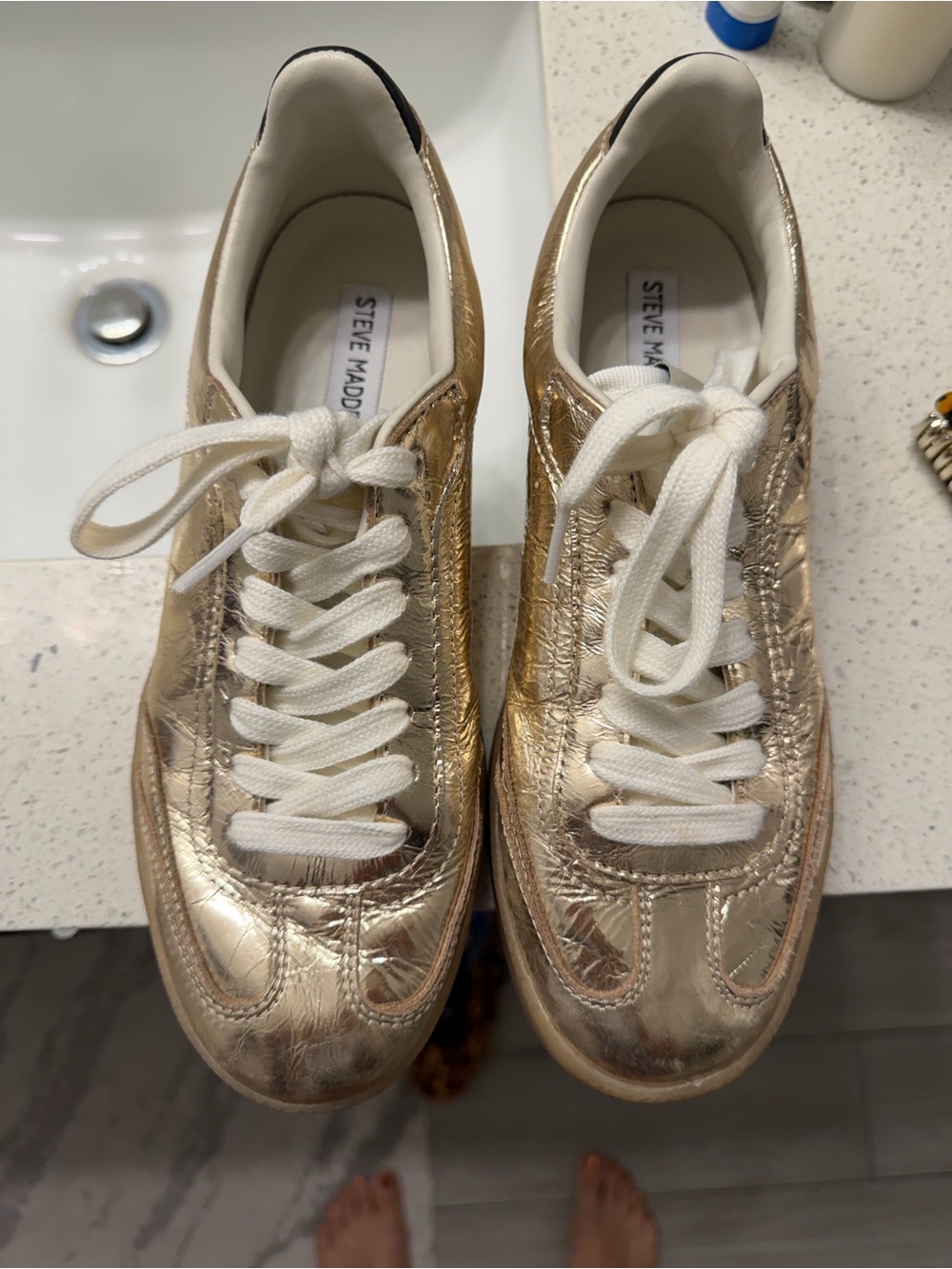 Steve Madden Women's Rose Gold Lace-Up Sneakers